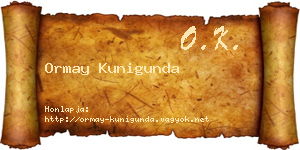 Ormay Kunigunda névjegykártya